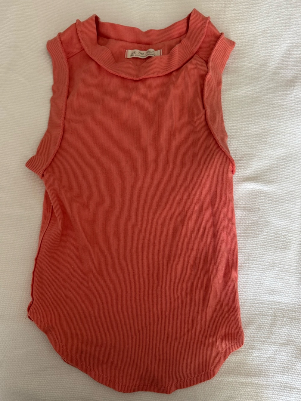 Free People Coral Ribbed High-Rise Bike Shorts
